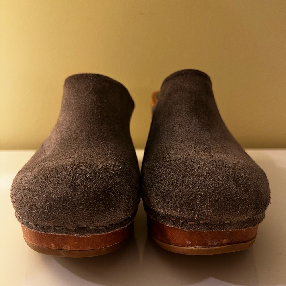 Charlotte Stone Taupe Suede Women's Clogs - Picture 4 of 10